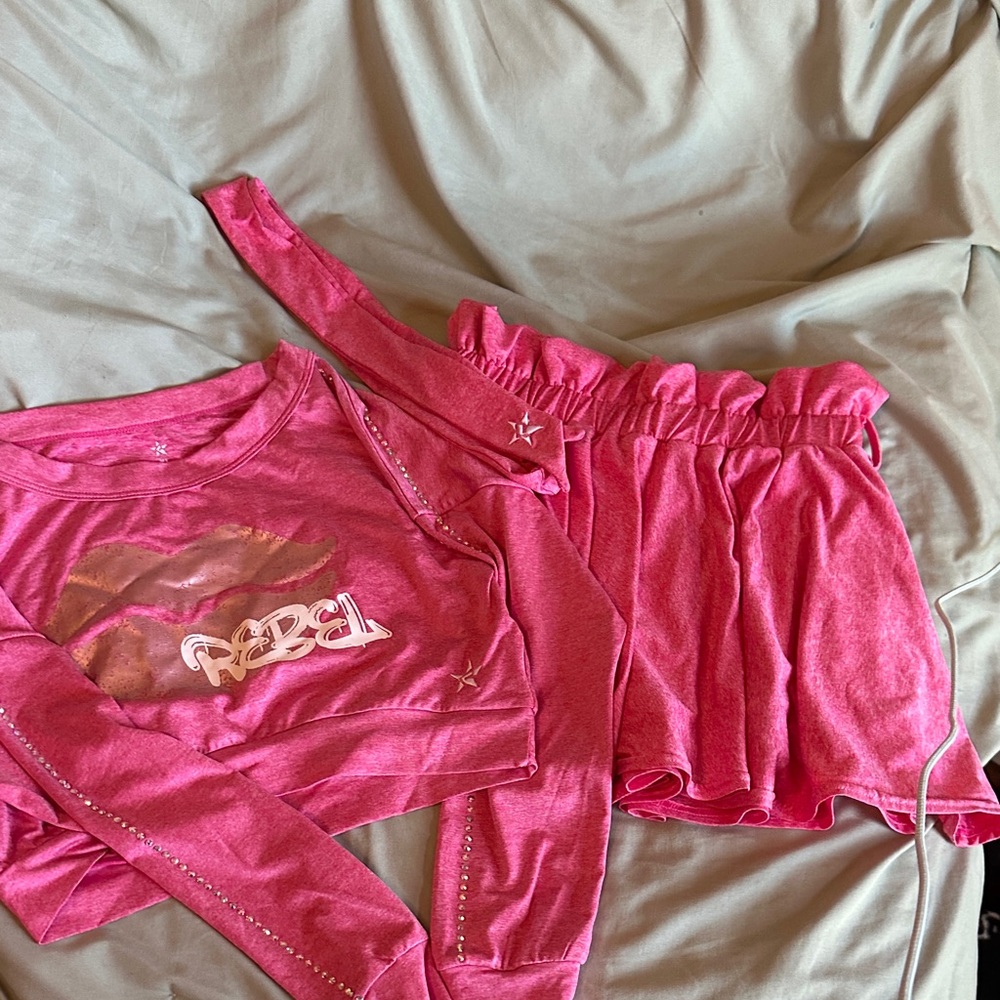 Pink Rebel Graphic Top and Skirt Set